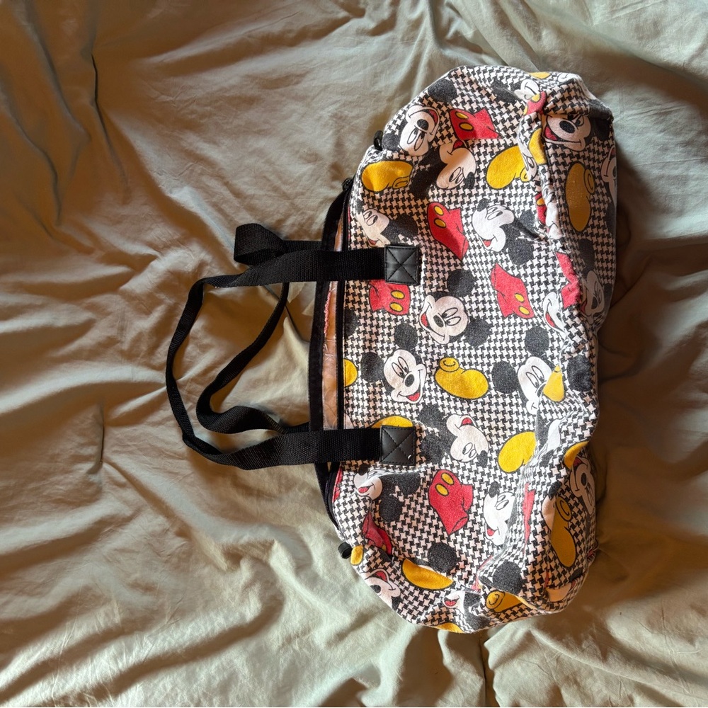 Vintage print houndstooth Mickey Mouse Patterned Duffel Bag retro bags